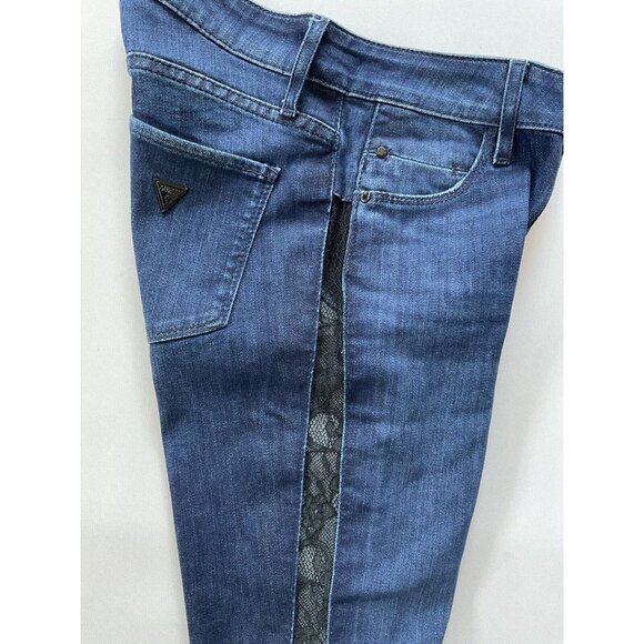 Guess Women’s Sexy Curve Skinny Jeans Side Lace Details In Blue Size 24 - Picture 11 of 11